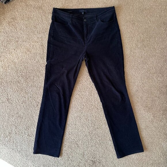 Talbots Pants Womens 14 35x32 Corduroy Straight Leg Heritage Navy Blue Mid Rise - Picture 1 of 14